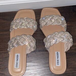 Steve Madden Women's Sparkling Rhinestone Sandals - Tan
